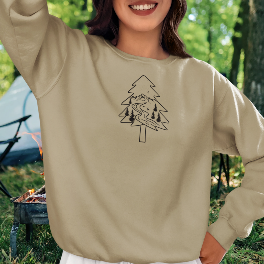 Camping Sweatshirt, Pine Tree Camp Sweater, Hiking Sweatshirt, Outdoorsy Sweater, Nature Lover Gift, Adventure Sweatshirt