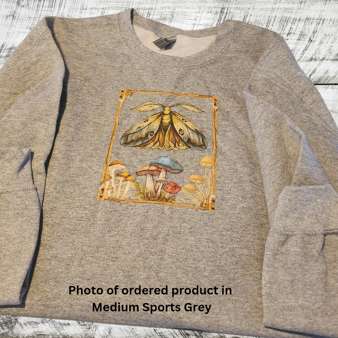 Woodsy Cottagecore Sweatshirt, Vintage Moth Sweater, Forest Sweatshirt, Nature Lover Sweater, Mushroom Clothing, Gift for Adventure Lover