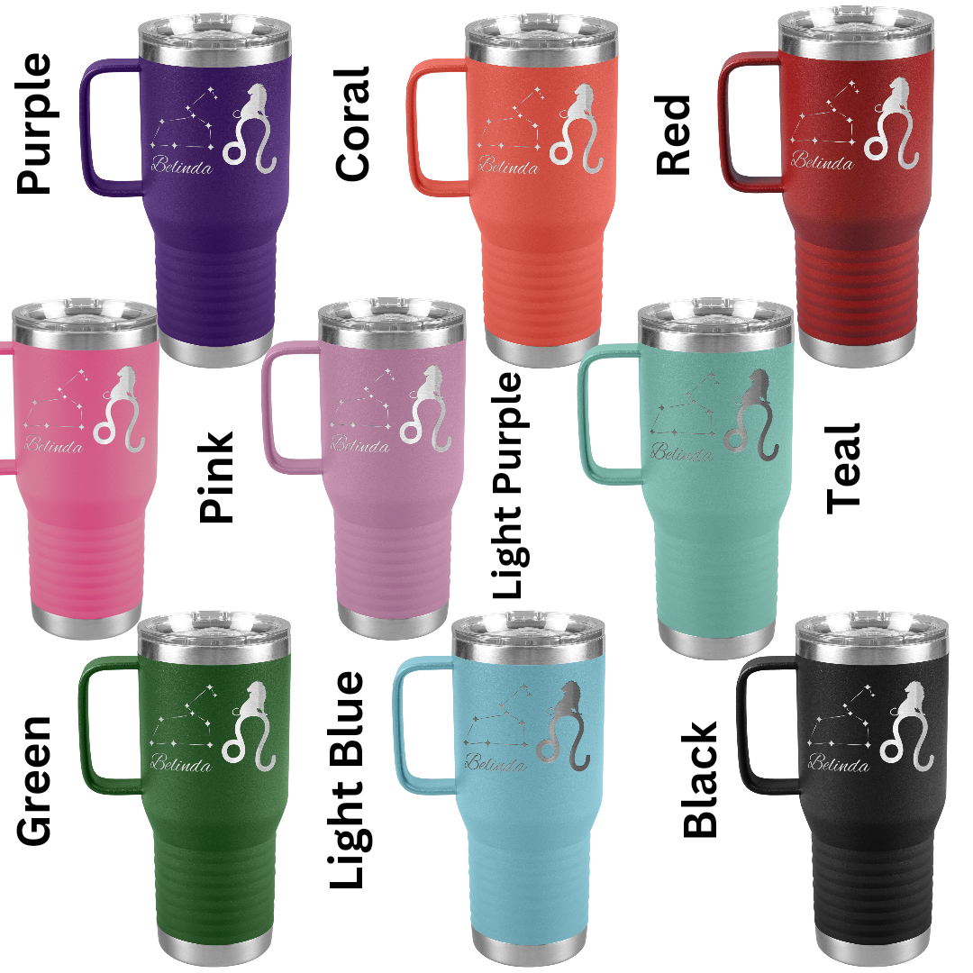 Personalized Name Leo Tumbler, 20oz Stainless Steel Leo Zodiac Tumbler, Leo Constellation Tumbler, Lion Travel Tumbler, Gift for Leo, Astrology Lover Gift