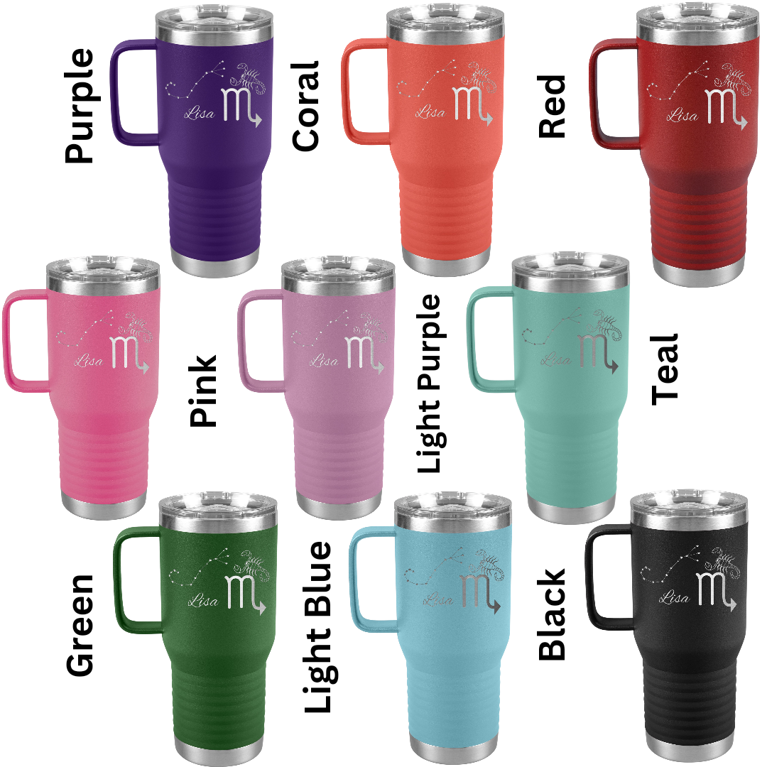 Personalized Name Scorpio Tumbler, 20oz Stainless Steel Scorpio Zodiac Tumbler, Scorpio Constellation Tumbler, Gift for Scorpio, Astrology Lover Gift, Camping Gear, RV Accessories