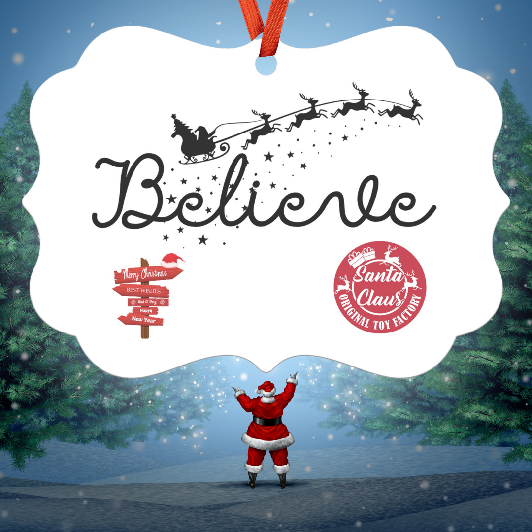 Believe Christmas Ornament, Christmas Tree Ornament, Santa Decoration, Christmas Decorations, Family Christmas Decor