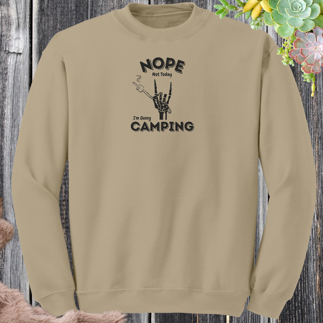 Nope Not Today Camping Sweatshirt, Skeleton Hand Sweater, S'mores Shirt, Fall Camping Apparel, Gift for Camper