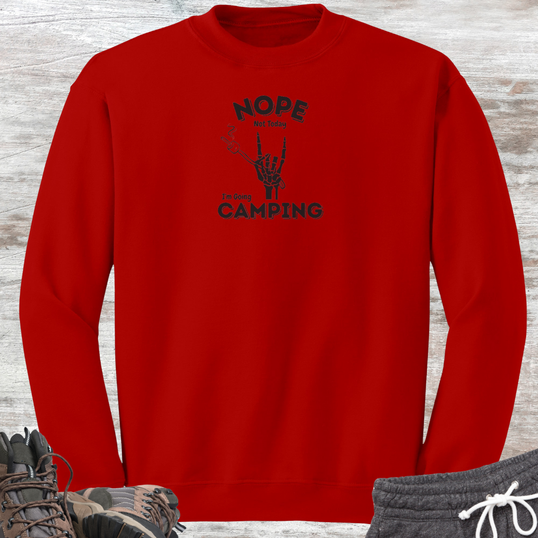 Nope Not Today Camping Sweatshirt, Skeleton Hand Sweater, S'mores Shirt, Fall Camping Apparel, Gift for Camper