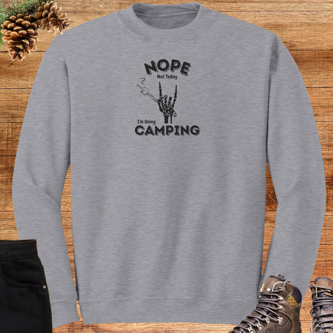Nope Not Today Camping Sweatshirt, Skeleton Hand Sweater, S'mores Shirt, Fall Camping Apparel, Gift for Camper