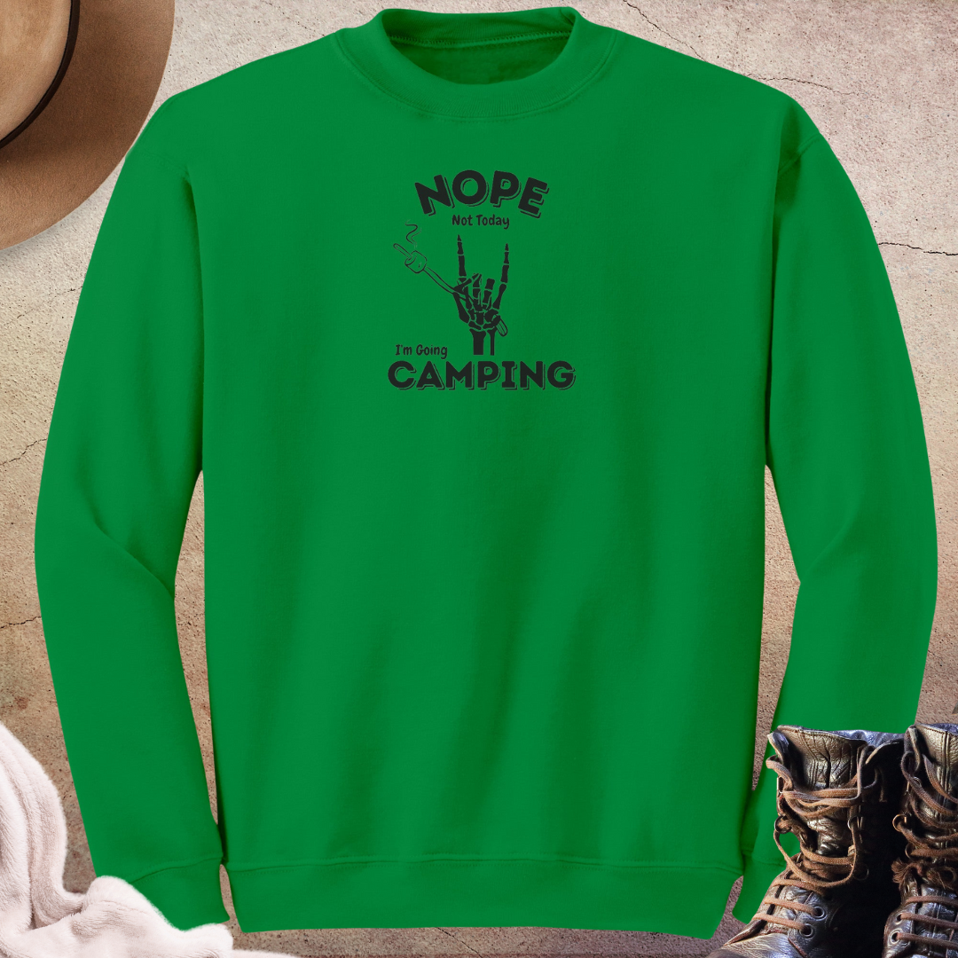 Nope Not Today Camping Sweatshirt, Skeleton Hand Sweater, S'mores Shirt, Fall Camping Apparel, Gift for Camper