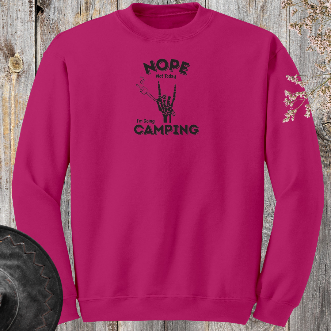 Nope Not Today Camping Sweatshirt, Skeleton Hand Sweater, S'mores Shirt, Fall Camping Apparel, Gift for Camper