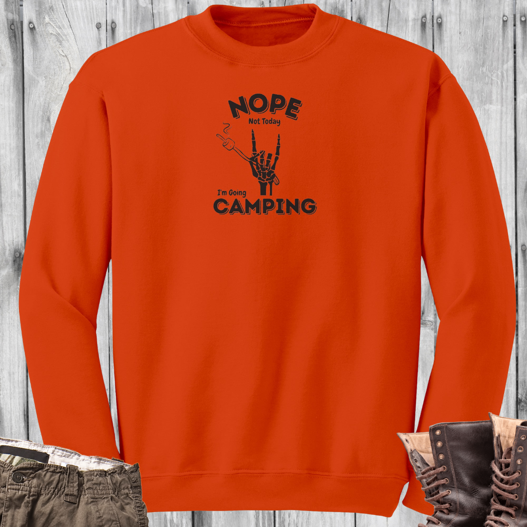 Nope Not Today Camping Sweatshirt, Skeleton Hand Sweater, S'mores Shirt, Fall Camping Apparel, Gift for Camper