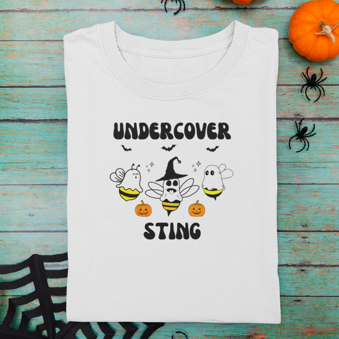 Halloween Ghost Shirt, Undercover Sting Ghost Bees Tshirt, Funny Halloween Trick or Treat Tee, Halloween Apparel, Bee Lover Shirt