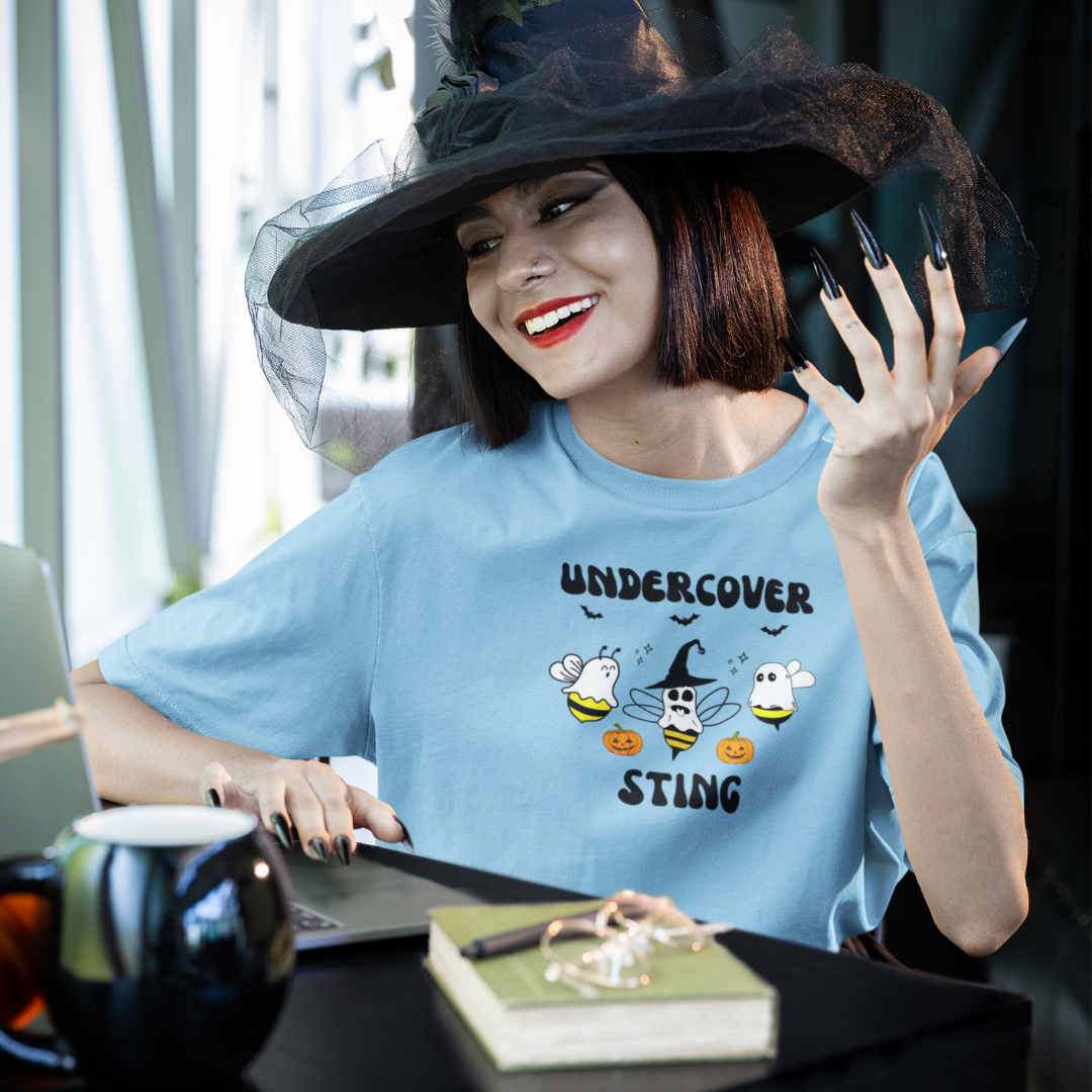Halloween Ghost Shirt, Undercover Sting Ghost Bees Tshirt, Funny Halloween Trick or Treat Tee, Halloween Apparel, Bee Lover Shirt