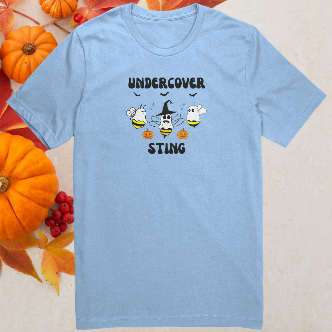 Halloween Ghost Shirt, Undercover Sting Ghost Bees Tshirt, Funny Halloween Trick or Treat Tee, Halloween Apparel, Bee Lover Shirt