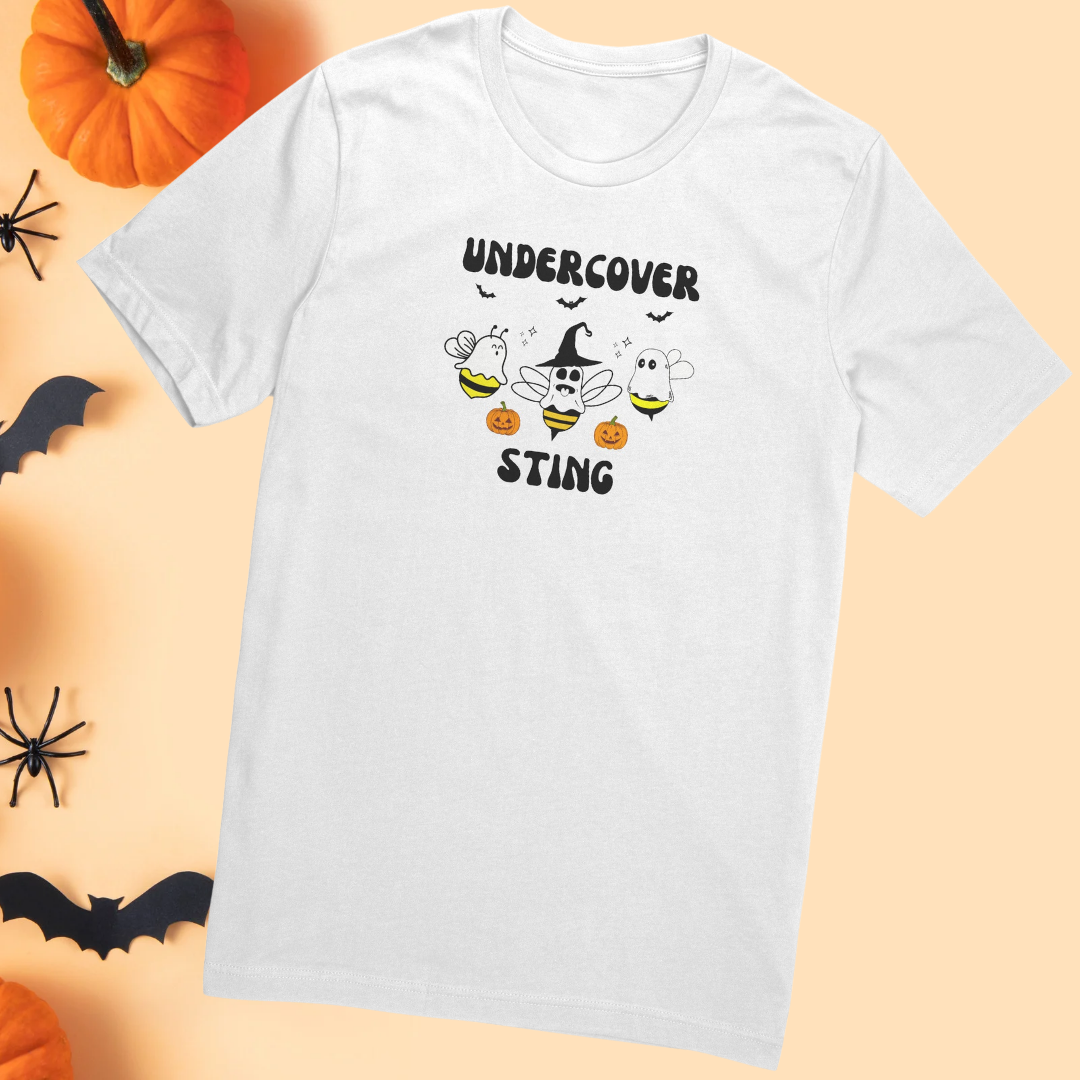 Halloween Ghost Shirt, Undercover Sting Ghost Bees Tshirt, Funny Halloween Trick or Treat Tee, Halloween Apparel, Bee Lover Shirt