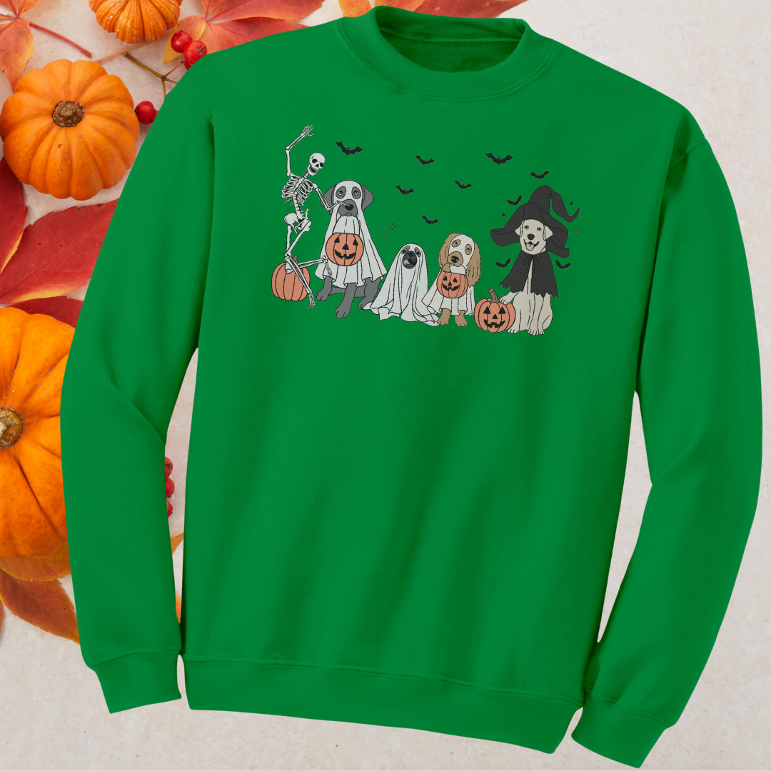 Funny Dog Halloween Sweatshirt, Cute Spooky Dog Skeleton Halloween Sweater, Dog Lover Sweater, Dog Mom Apparel, Vintage Halloween Sweatshirt