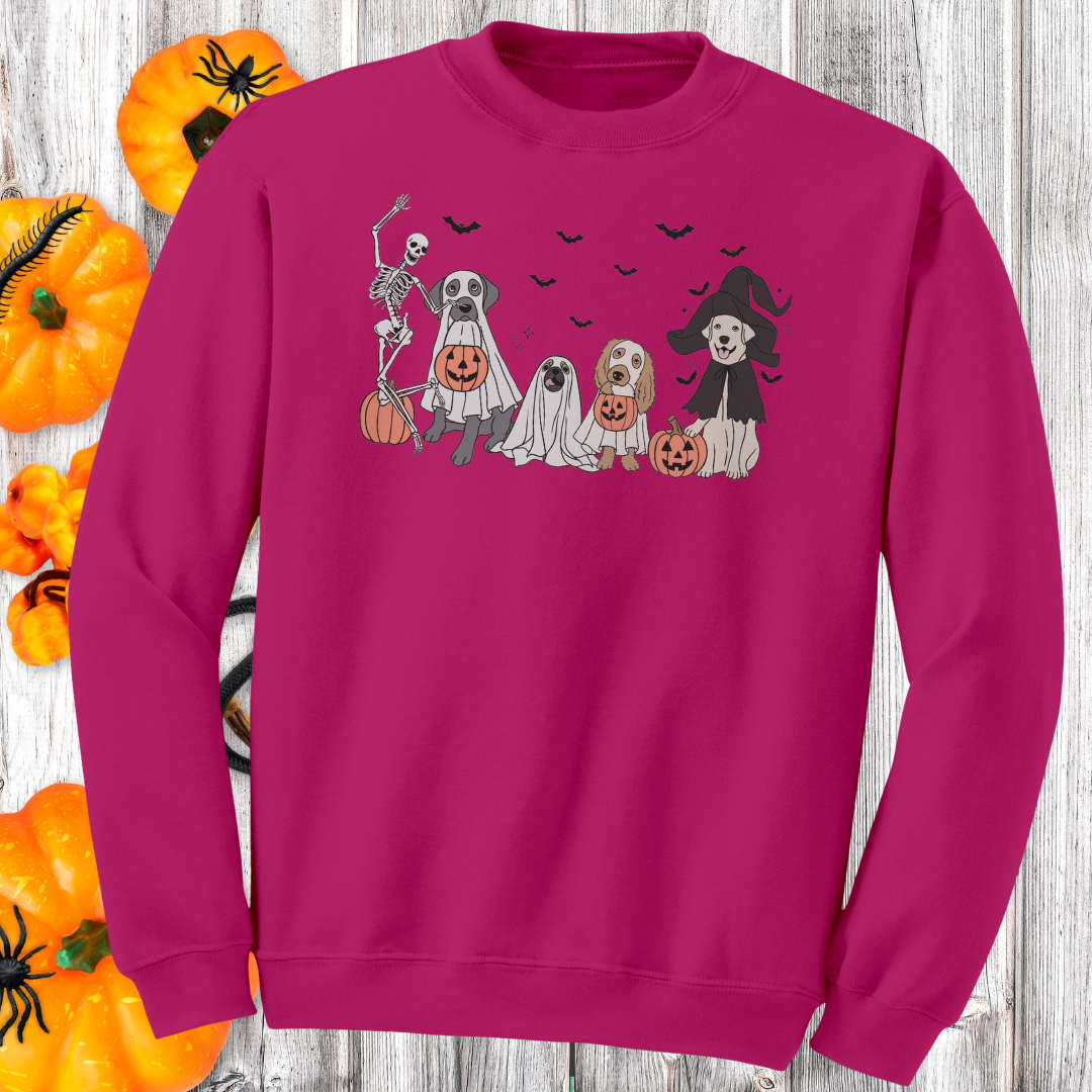 Funny Dog Halloween Sweatshirt, Cute Spooky Dog Skeleton Halloween Sweater, Dog Lover Sweater, Dog Mom Apparel, Vintage Halloween Sweatshirt
