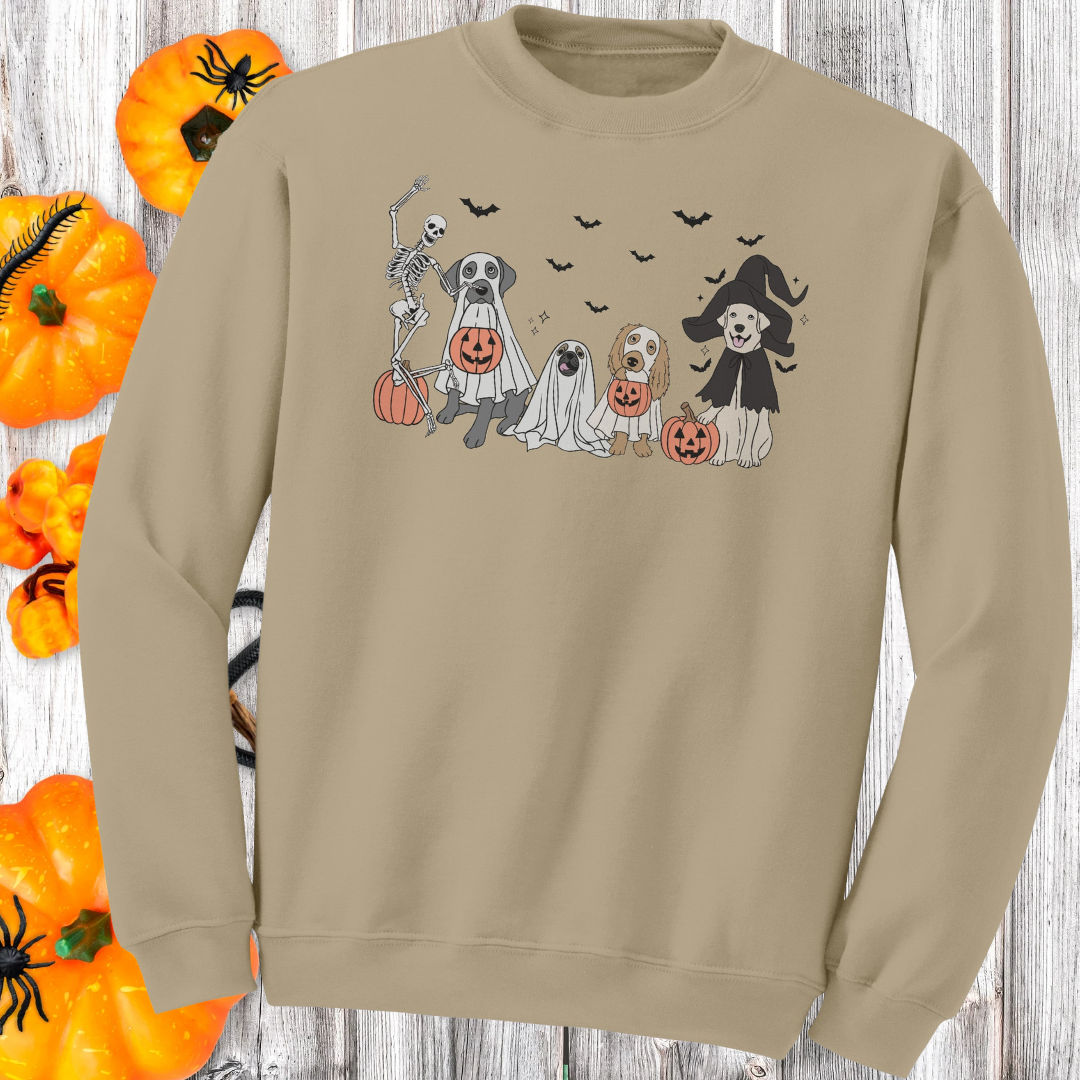 Funny Dog Halloween Sweatshirt, Cute Spooky Dog Skeleton Halloween Sweater, Dog Lover Sweater, Dog Mom Apparel, Vintage Halloween Sweatshirt
