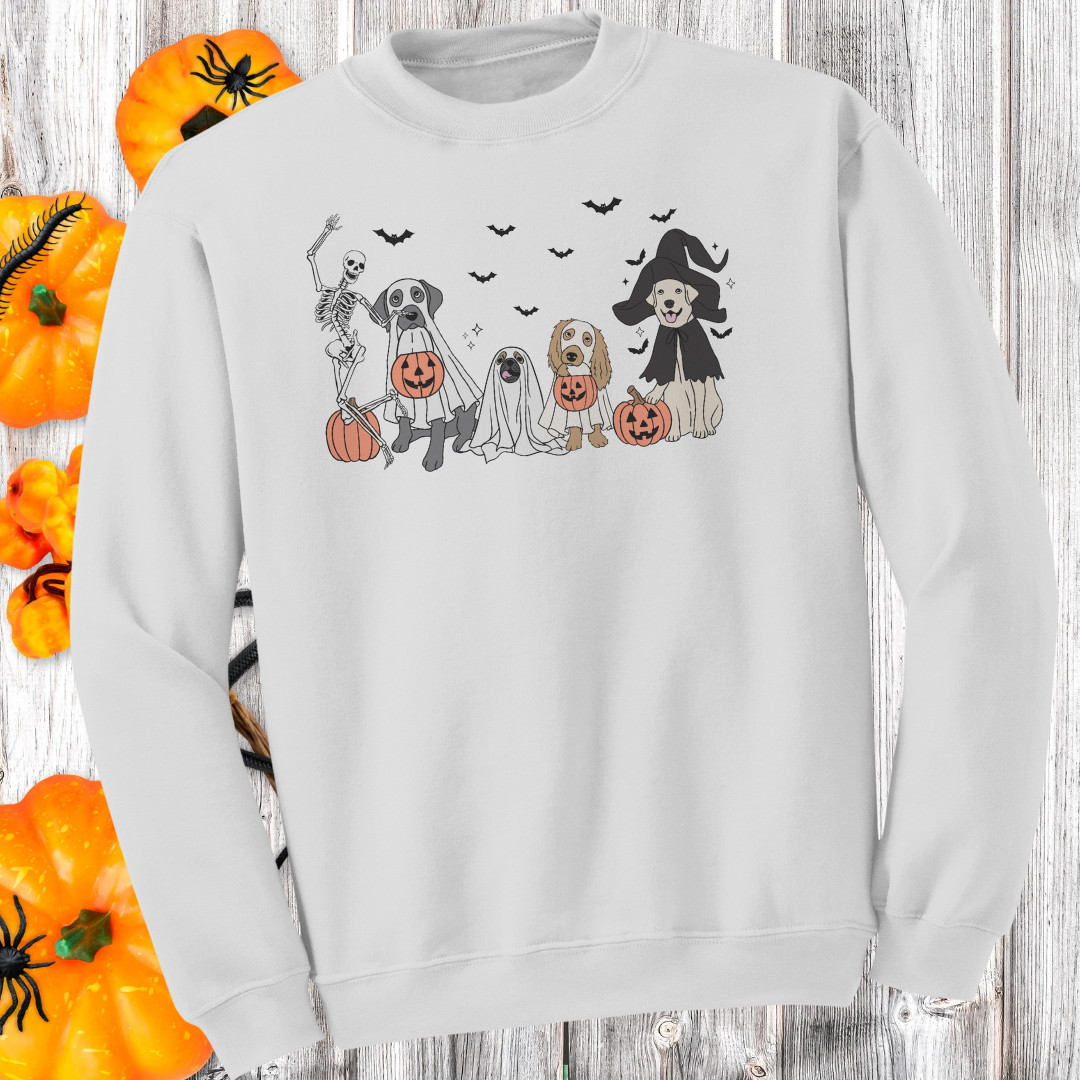 Funny Dog Halloween Sweatshirt, Cute Spooky Dog Skeleton Halloween Sweater, Dog Lover Sweater, Dog Mom Apparel, Vintage Halloween Sweatshirt