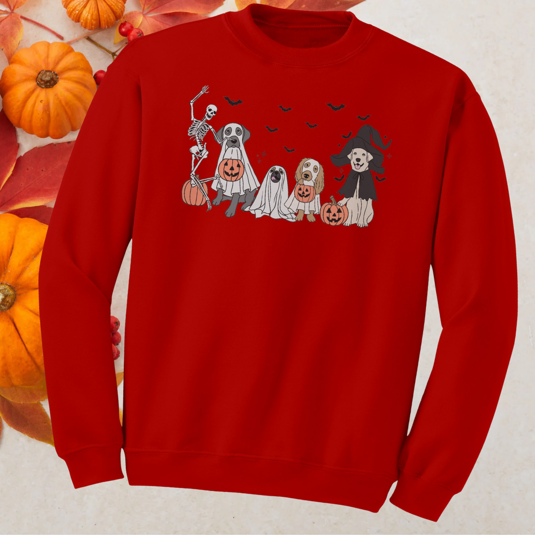 Funny Dog Halloween Sweatshirt, Cute Spooky Dog Skeleton Halloween Sweater, Dog Lover Sweater, Dog Mom Apparel, Vintage Halloween Sweatshirt