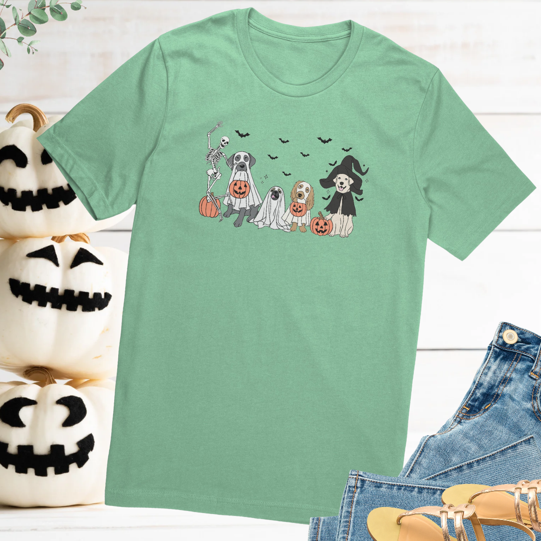 Funny Dog Halloween Shirt, Ghost Dogs Tshirt, Dog Skeleton Tee, Boop Dog Shirt, Dog Lover Shirt, Dog Mom Tee, Pumpkin Vintage Halloween Tee