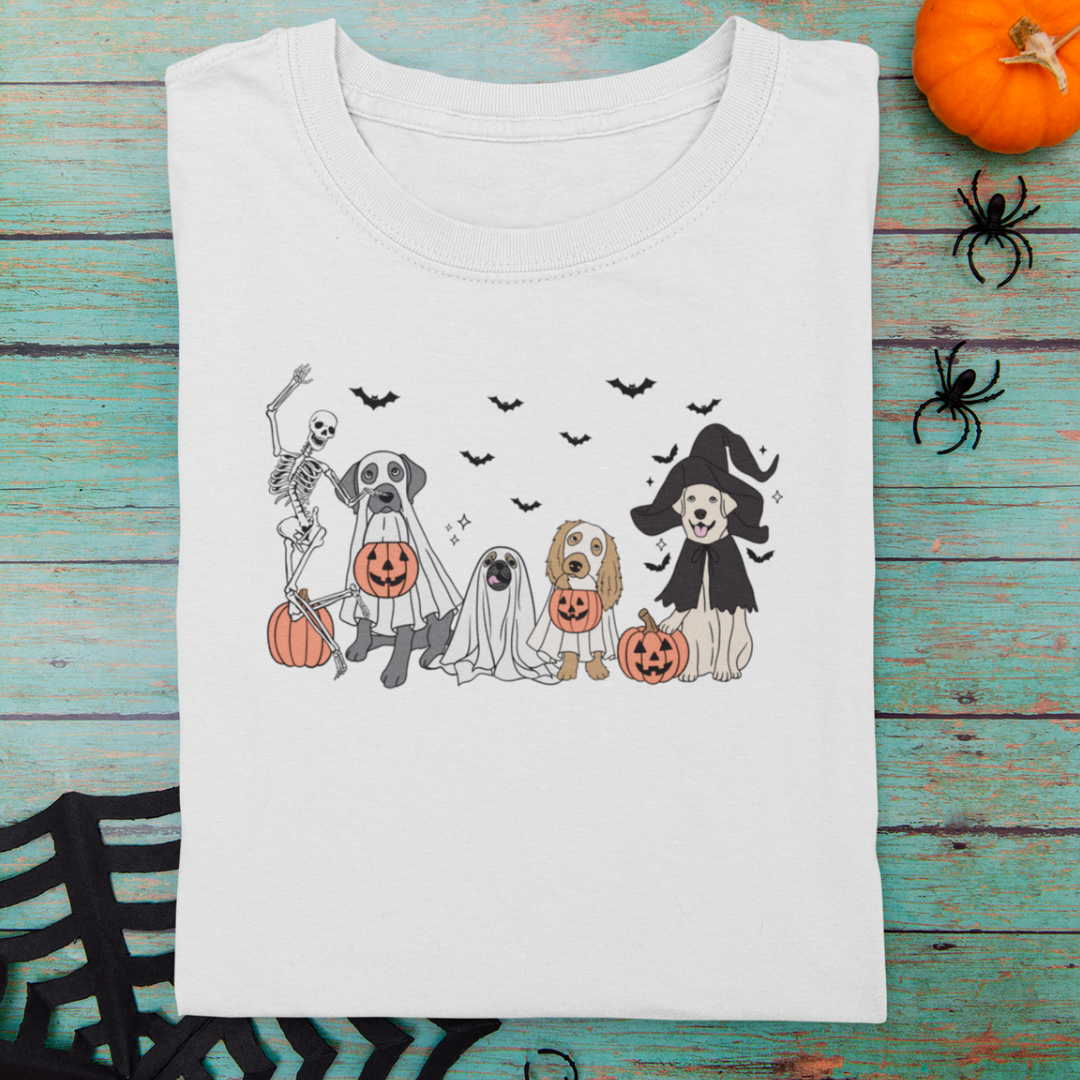 Funny Dog Halloween Shirt, Ghost Dogs Tshirt, Dog Skeleton Tee, Boop Dog Shirt, Dog Lover Shirt, Dog Mom Tee, Pumpkin Vintage Halloween Tee