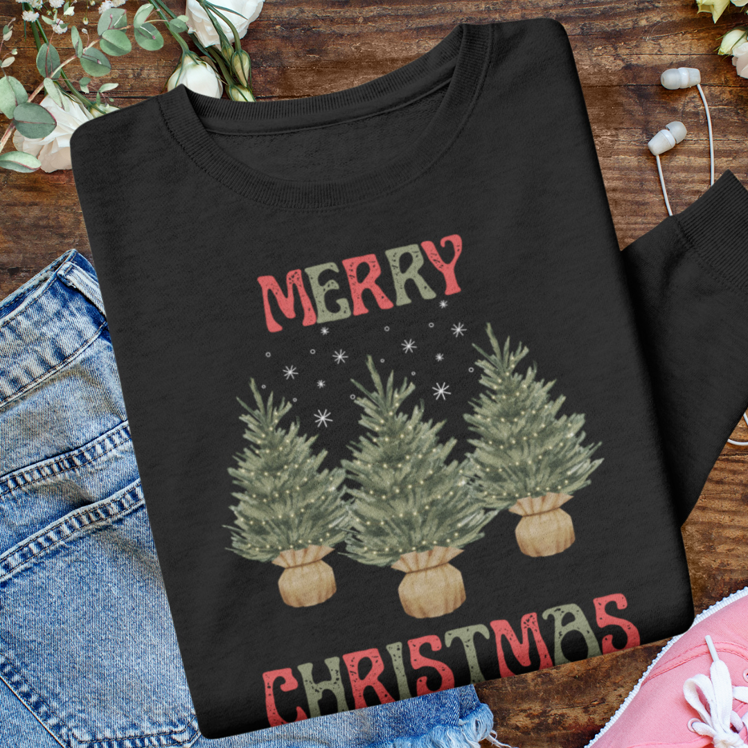 Christmas Pine Tree Sweater, Merry Christmas Snowflake Sweatshirt, Xmas Lover Sweater, Nature Lover Sweatshirt, Outdoorsy Christmas Sweater, Retro Vintage Christmas Sweater