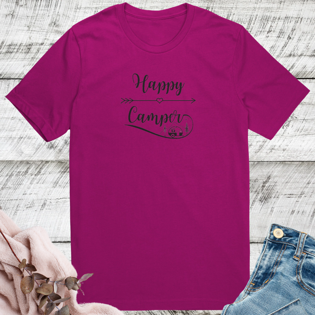 Happy Camper Shirt, Camping Arrow Shirt, Camp Life Shirt, Campfire Shirt, Adventure Shirt, Hiking Shirt, RV Shirt, Caravan Gift, Nature Lover Gift