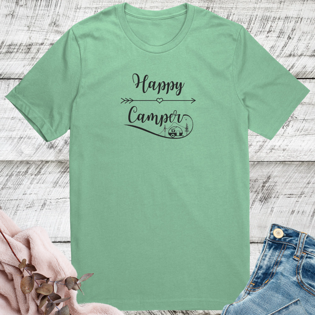 Happy Camper Shirt, Camping Arrow Shirt, Camp Life Shirt, Campfire Shirt, Adventure Shirt, Hiking Shirt, RV Shirt, Caravan Gift, Nature Lover Gift