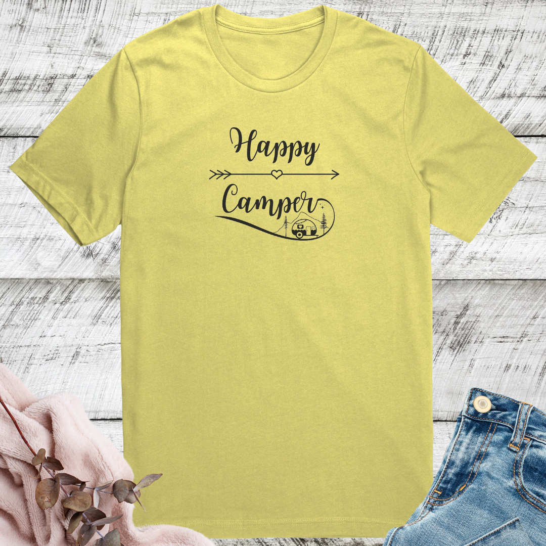 Happy Camper Shirt, Camping Arrow Shirt, Camp Life Shirt, Campfire Shirt, Adventure Shirt, Hiking Shirt, RV Shirt, Caravan Gift, Nature Lover Gift