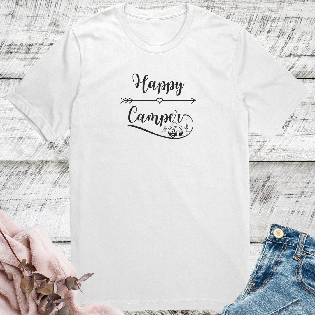 Happy Camper Shirt, Camping Arrow Shirt, Camp Life Shirt, Campfire Shirt, Adventure Shirt, Hiking Shirt, RV Shirt, Caravan Gift, Nature Lover Gift