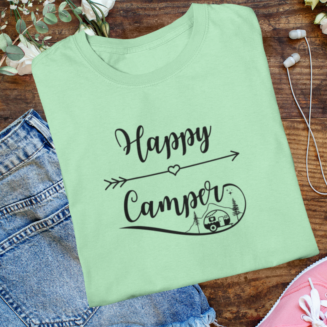 Happy Camper Shirt, Camping Arrow Shirt, Camp Life Shirt, Campfire Shirt, Adventure Shirt, Hiking Shirt, RV Shirt, Caravan Gift, Nature Lover Gift
