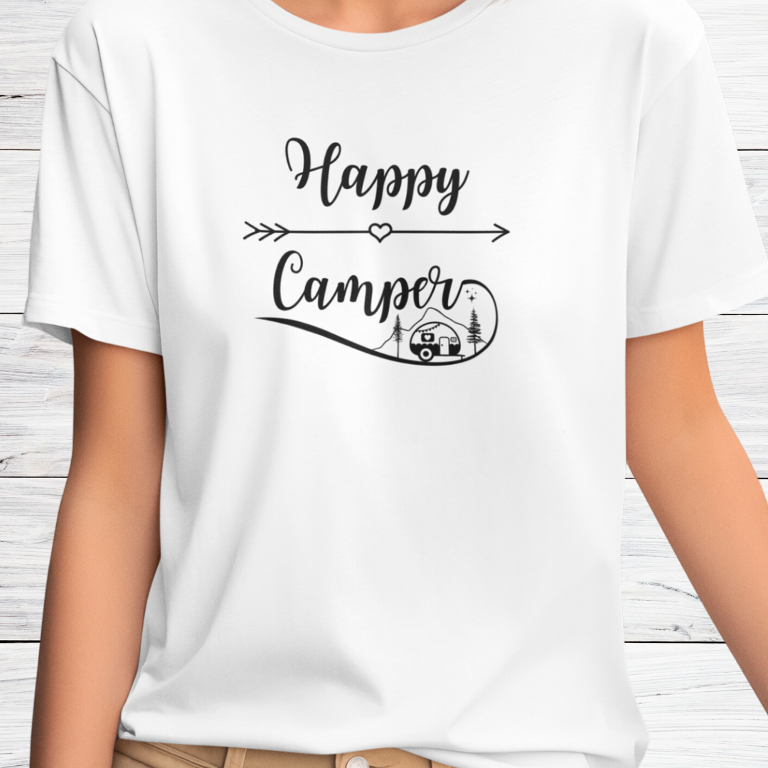 Happy Camper Shirt, Camping Arrow Shirt, Camp Life Shirt, Campfire Shirt, Adventure Shirt, Hiking Shirt, RV Shirt, Caravan Gift, Nature Lover Gift