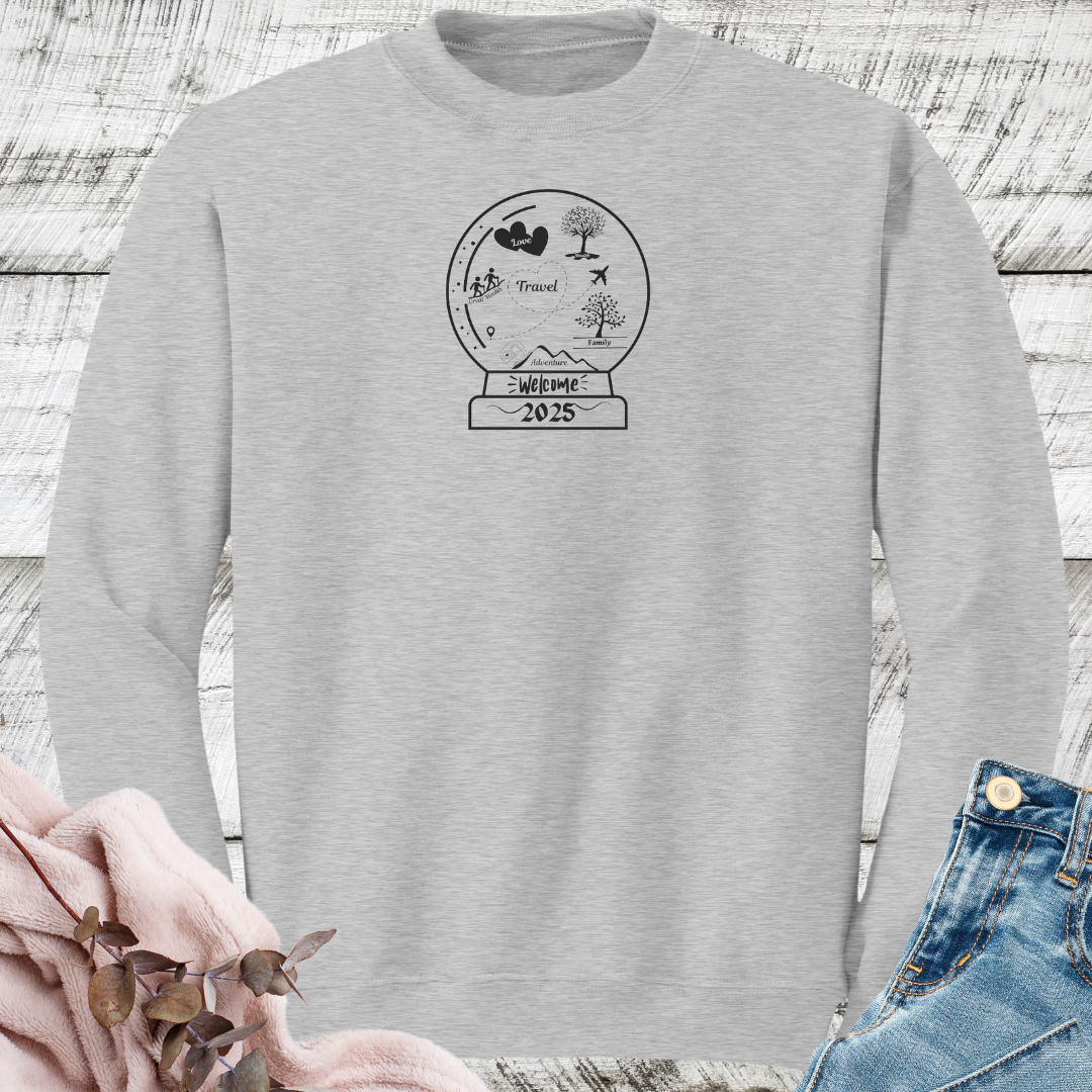 Travel Adventure Sweatshirt, Hiking Sweater, Personalized New Years Sweatshirt, Crystal Ball Sweater, Gift for Travel Lover