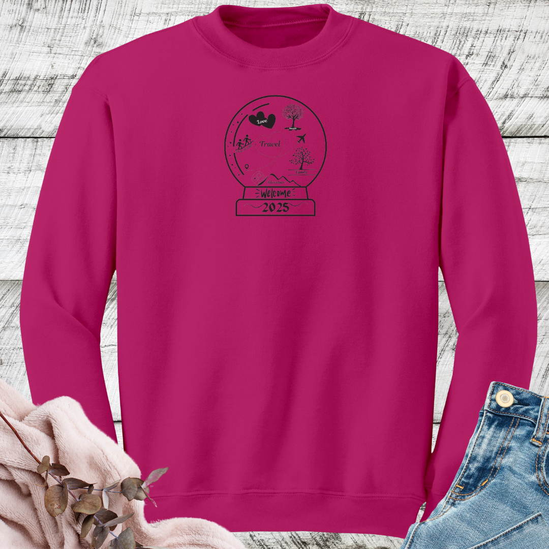 Travel Adventure Sweatshirt, Hiking Sweater, Personalized New Years Sweatshirt, Crystal Ball Sweater, Gift for Travel Lover