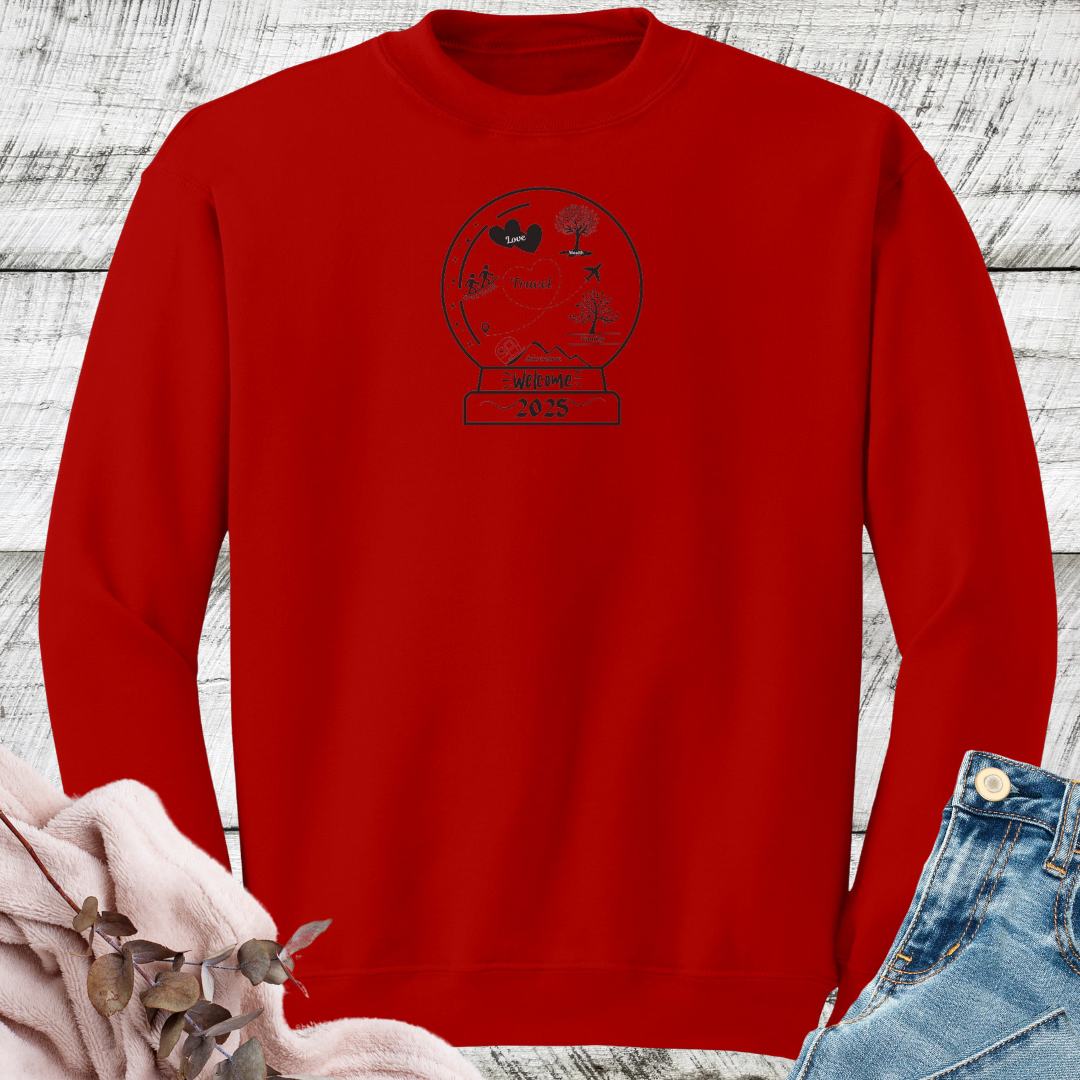 Travel Adventure Sweatshirt, Hiking Sweater, Personalized New Years Sweatshirt, Crystal Ball Sweater, Gift for Travel Lover
