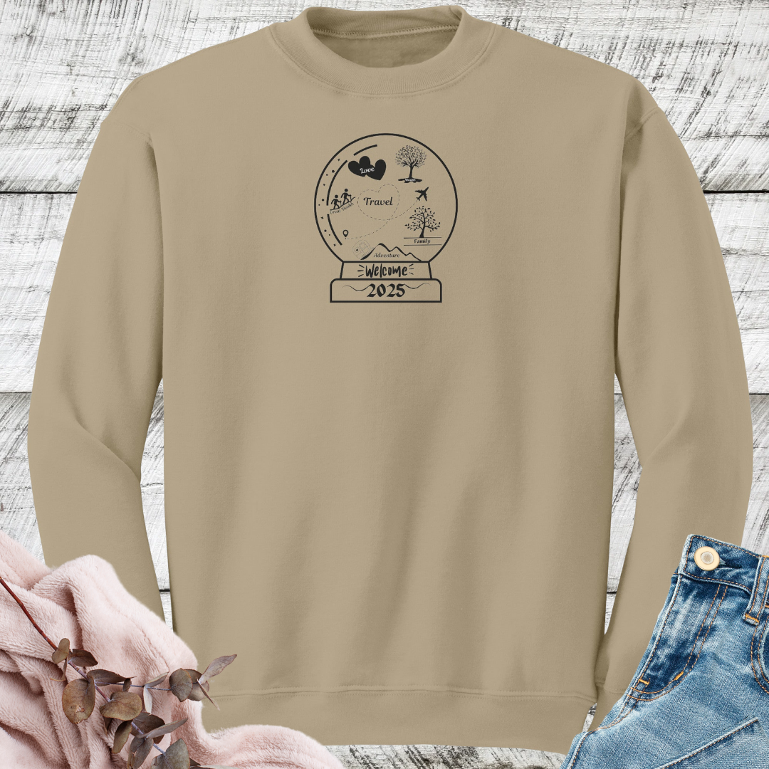 Travel Adventure Sweatshirt, Hiking Sweater, Personalized New Years Sweatshirt, Crystal Ball Sweater, Gift for Travel Lover
