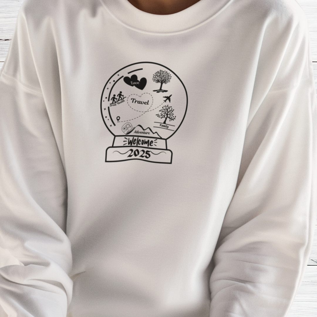Travel Adventure Sweatshirt, Hiking Sweater, Personalized New Years Sweatshirt, Crystal Ball Sweater, Gift for Travel Lover