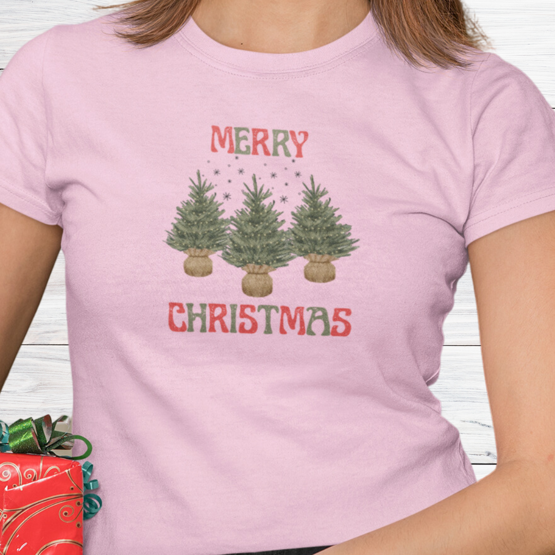 Merry Christmas Women's Shirt, Christmas Pine Tree TShirt, Snowflake Christmas Tee, Christmas Tree Shirt, Xmas Lover Shirt, Nature Lover Christmas Shirt