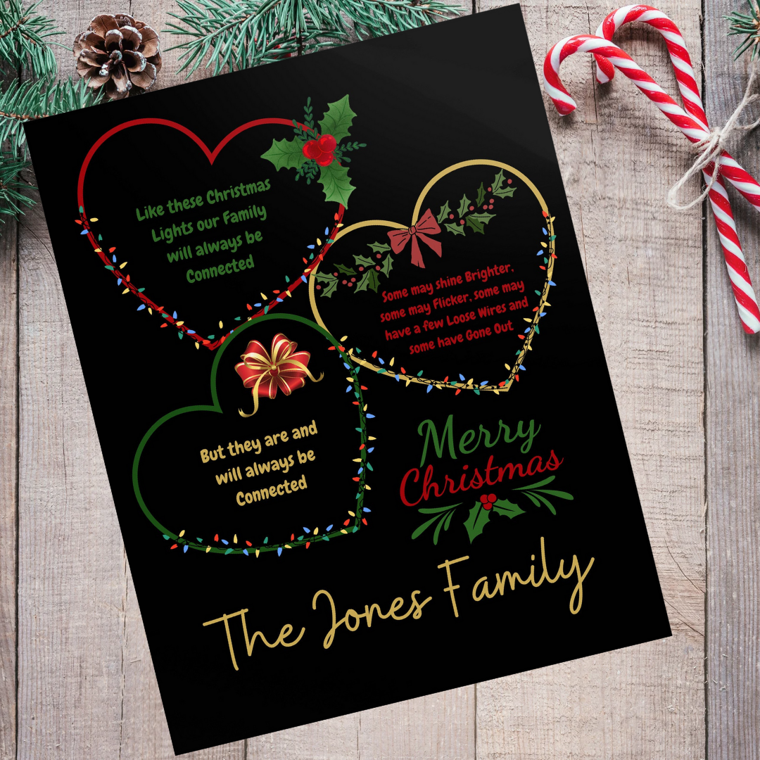 Personalized Christmas Wall Hanging Decor, Heartfelt Family Xmas Decoration, Christmas Gift for Grandmother, Gift for Mom