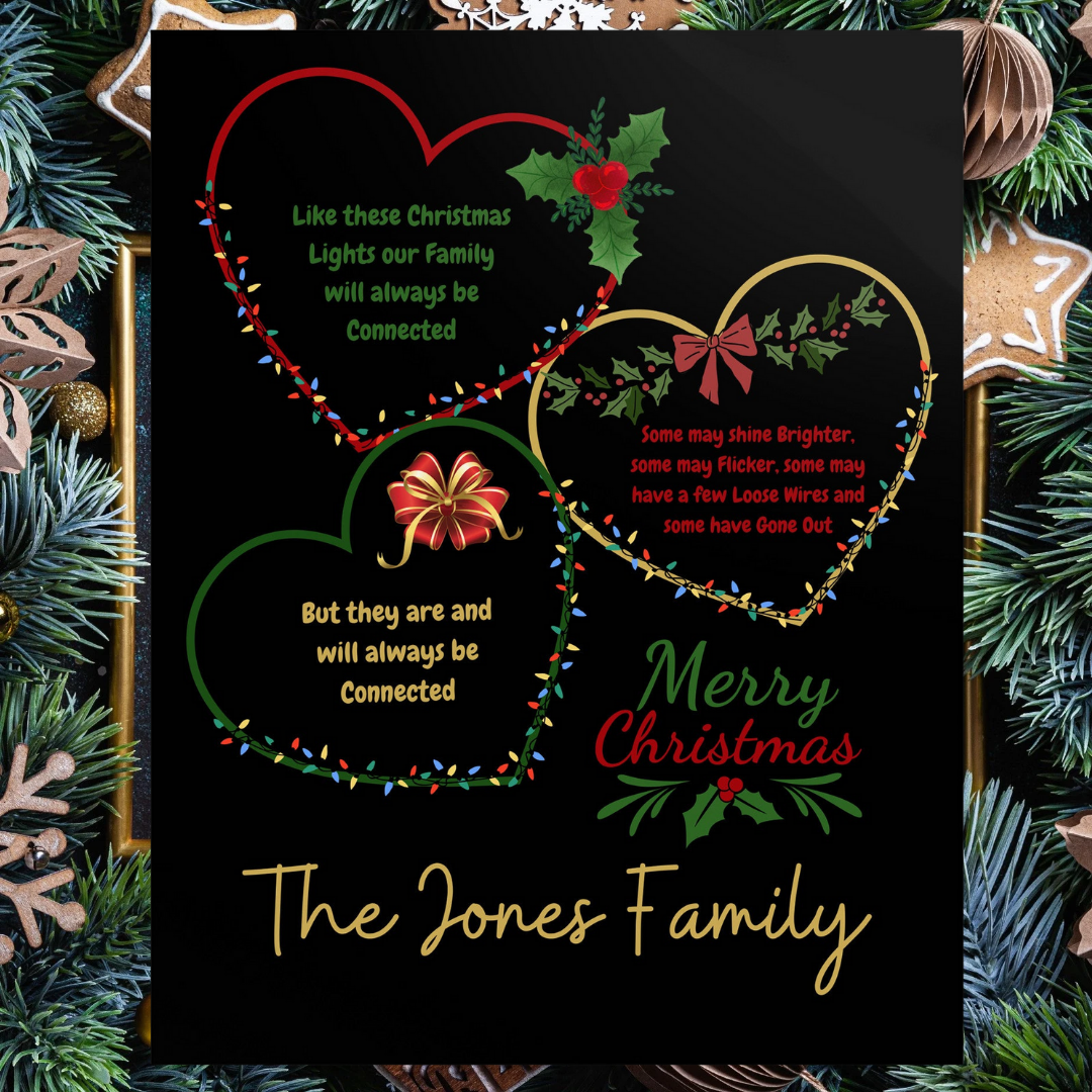 Personalized Christmas Wall Hanging Decor, Heartfelt Family Xmas Decoration, Christmas Gift for Grandmother, Gift for Mom