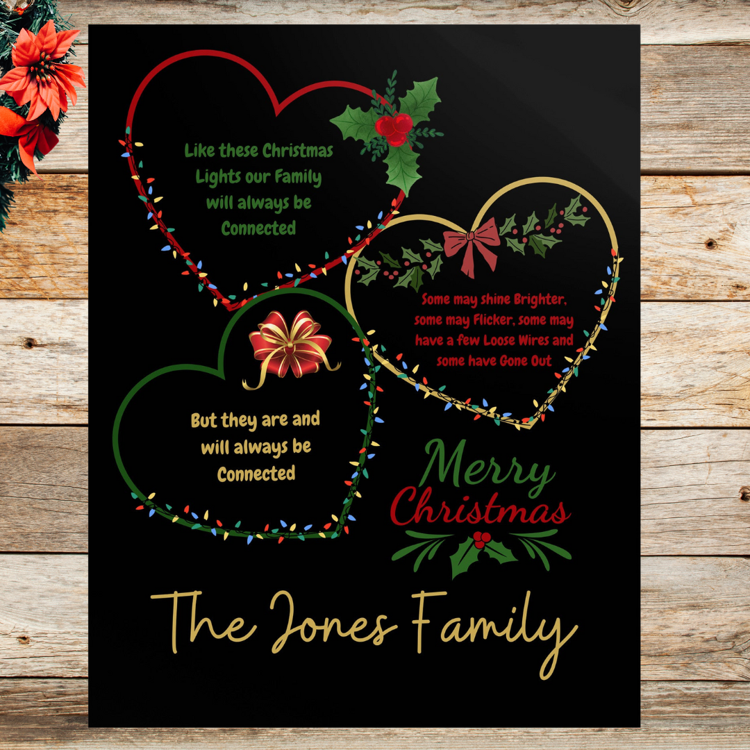 Personalized Christmas Wall Hanging Decor, Heartfelt Family Xmas Decoration, Christmas Gift for Grandmother, Gift for Mom