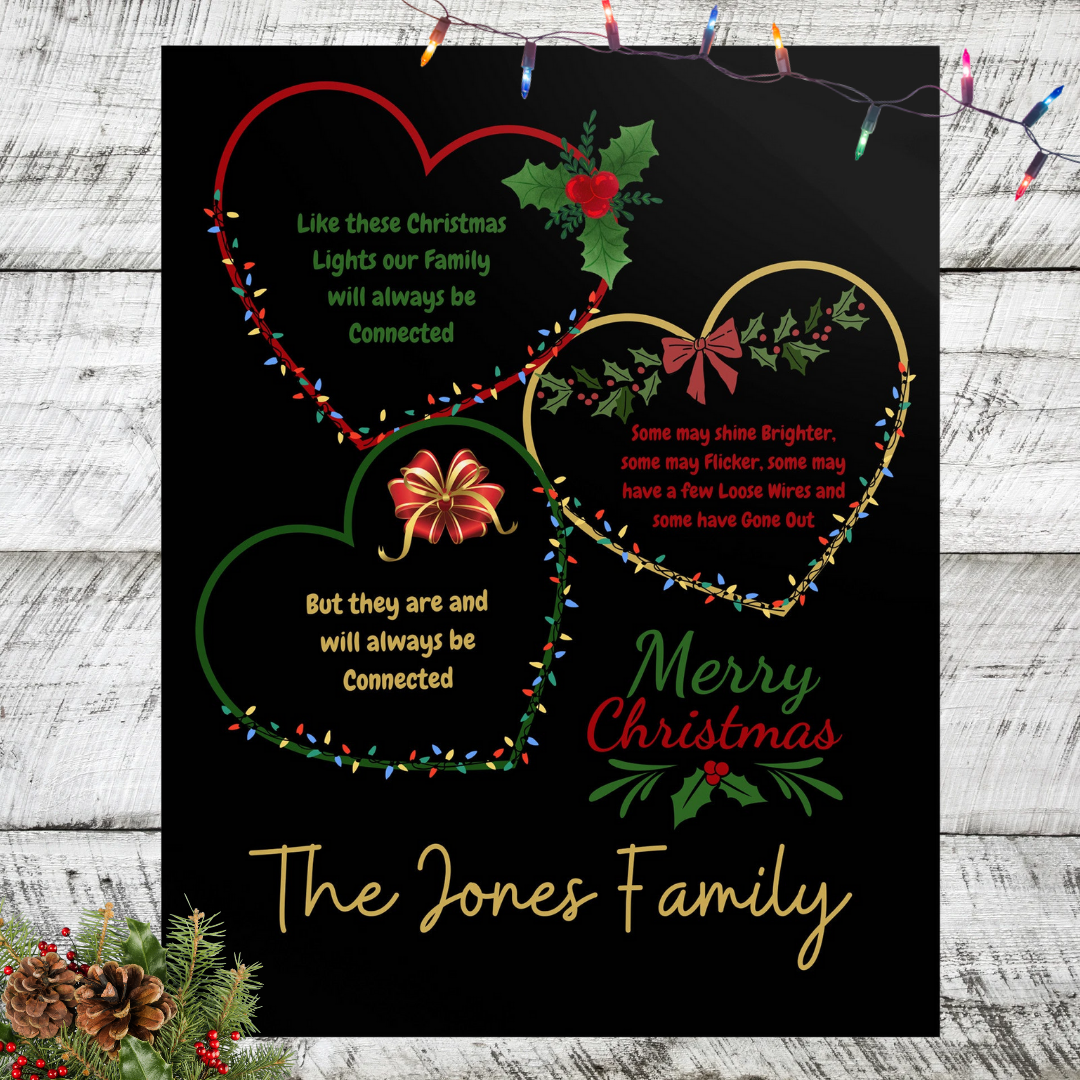 Personalized Christmas Wall Hanging Decor, Heartfelt Family Xmas Decoration, Christmas Gift for Grandmother, Gift for Mom