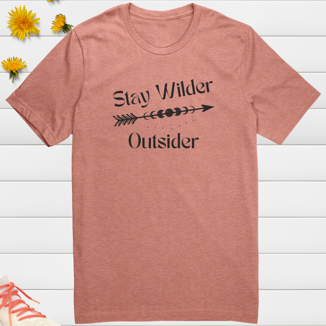 Stay Wilder Outsider Crescent Moon Tshirt, Camp Arrow Shirt, Hiking Shirt, Astrology Star Lover Shirt, Nature Lover Gift