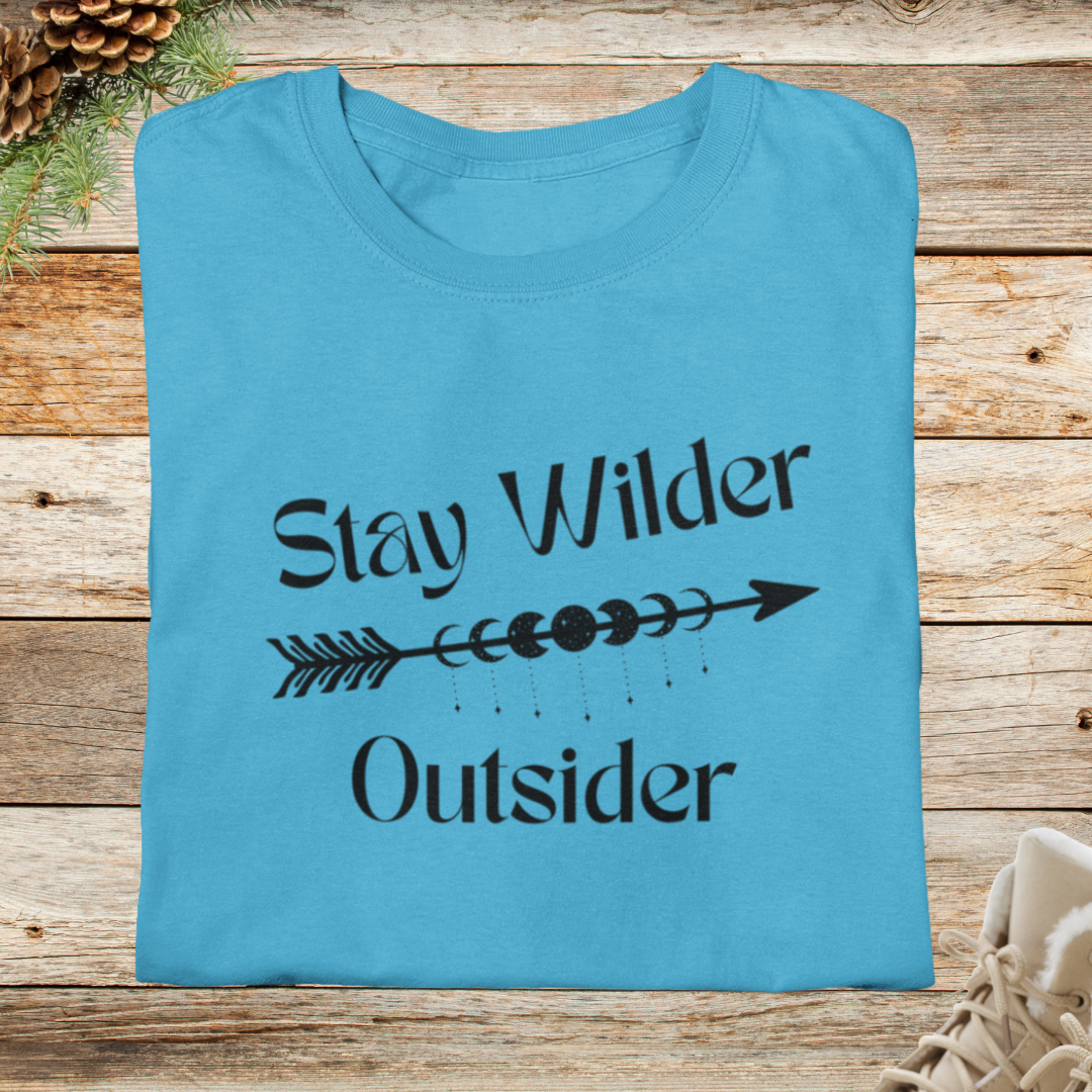 Stay Wilder Outsider Crescent Moon Tshirt, Camp Arrow Shirt, Hiking Shirt, Astrology Star Lover Shirt, Nature Lover Gift