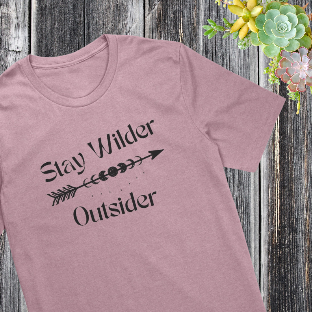 Stay Wilder Outsider Crescent Moon Tshirt, Camp Arrow Shirt, Hiking Shirt, Astrology Star Lover Shirt, Nature Lover Gift