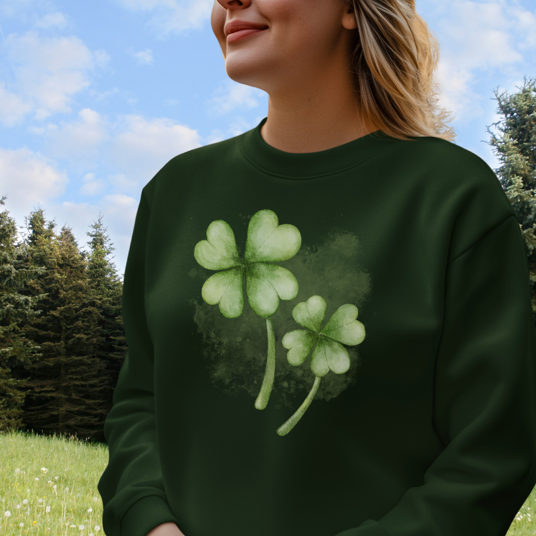 St Patrick's Day Sweatshirt, Shamrock Sweater, St Paddy's Day Lucky Irish Clover Clothing, Gift for Nature Lover