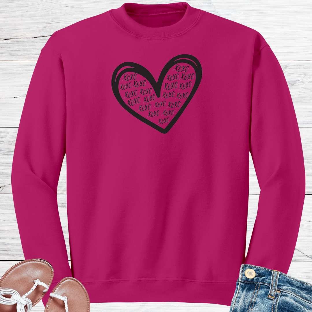 XOXO Valentine's Day Heart Sweatshirt, Love Hearts Sweater, Kindness Motivational Sweatshirt, Graphic Graffiti Streetwear, Valentine's Day Gift for Her