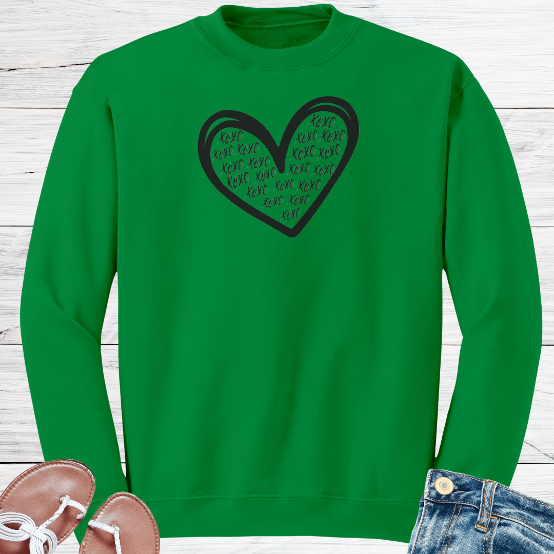 XOXO Valentine's Day Heart Sweatshirt, Love Hearts Sweater, Kindness Motivational Sweatshirt, Graphic Graffiti Streetwear, Valentine's Day Gift for Her