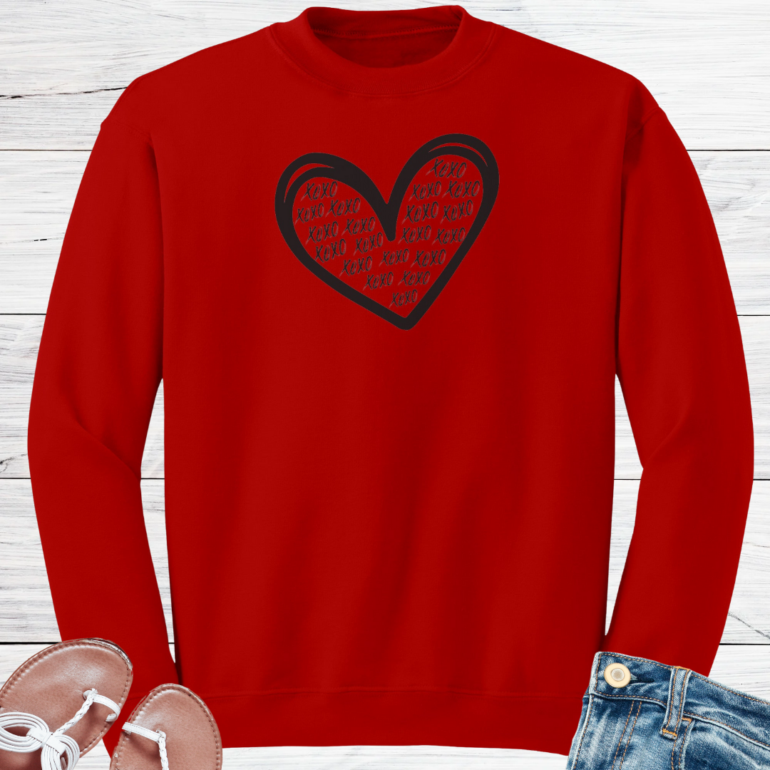 XOXO Valentine's Day Heart Sweatshirt, Love Hearts Sweater, Kindness Motivational Sweatshirt, Graphic Graffiti Streetwear, Valentine's Day Gift for Her