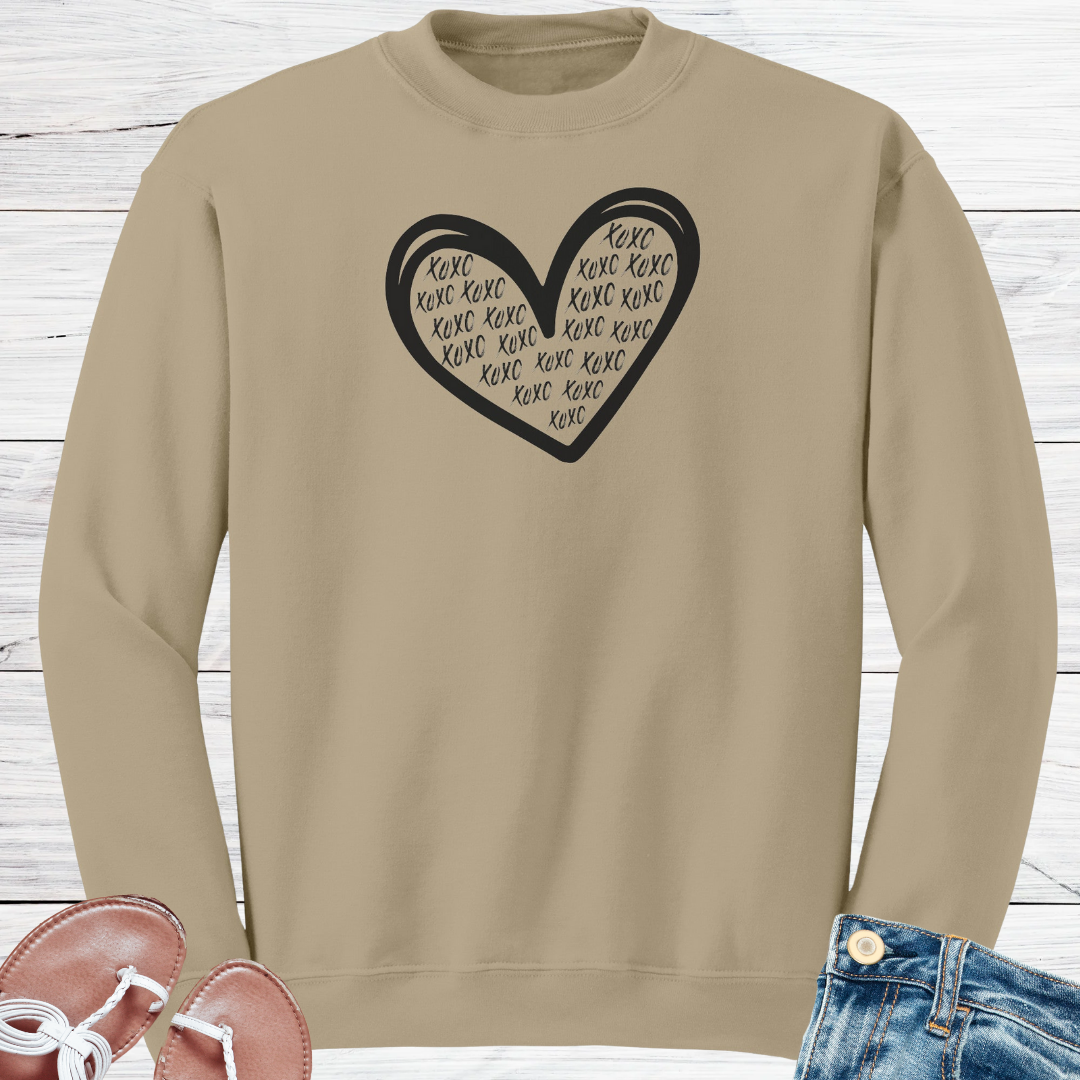 XOXO Valentine's Day Heart Sweatshirt, Love Hearts Sweater, Kindness Motivational Sweatshirt, Graphic Graffiti Streetwear, Valentine's Day Gift for Her