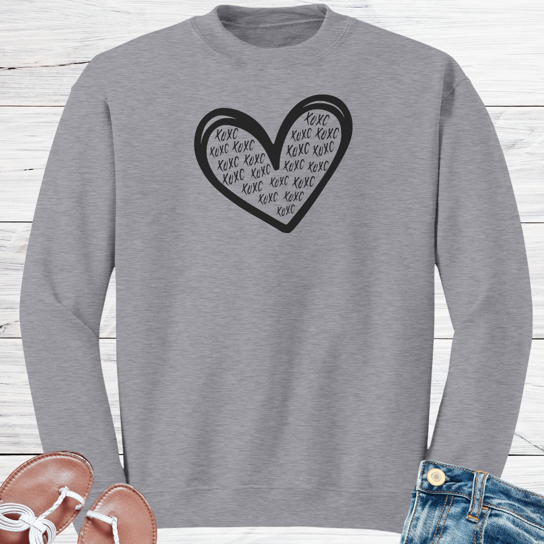 XOXO Valentine's Day Heart Sweatshirt, Love Hearts Sweater, Kindness Motivational Sweatshirt, Graphic Graffiti Streetwear, Valentine's Day Gift for Her