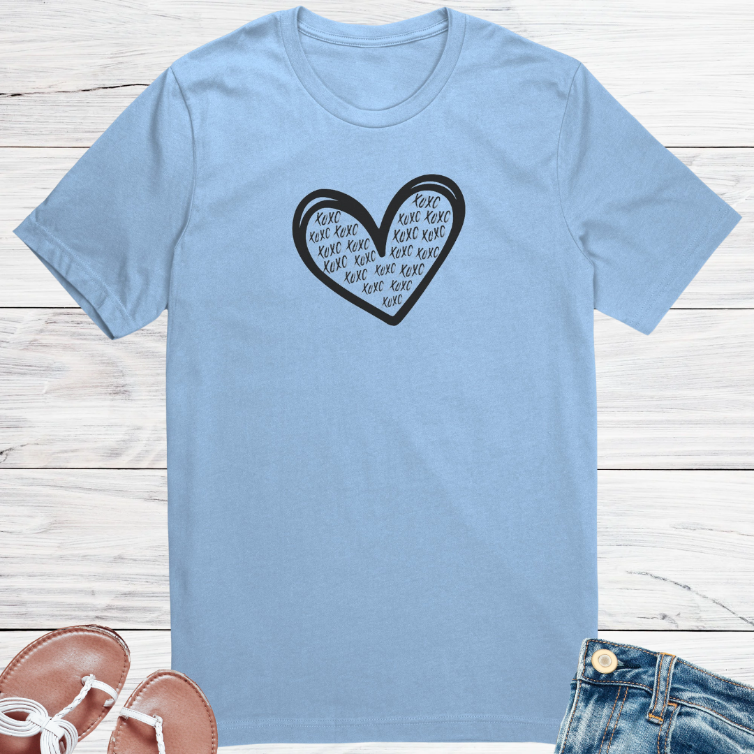XOXO Valentine's Day Heart Shirt, Love Hearts Tee, Kindness Motivational Tshirt, Graphic Graffiti Streetwear, Valentine's Day Gift for Her