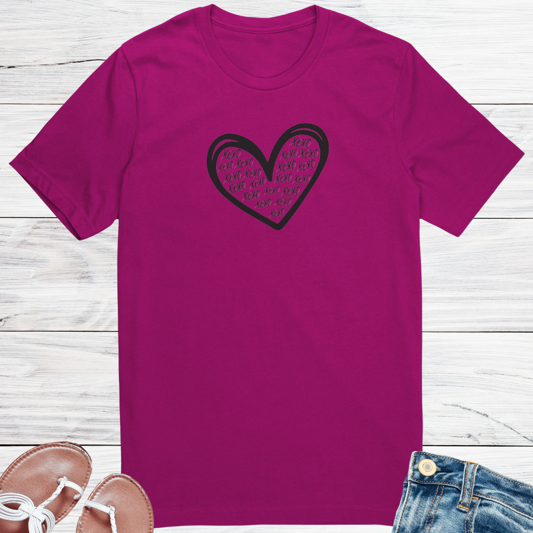 XOXO Valentine's Day Heart Shirt, Love Hearts Tee, Kindness Motivational Tshirt, Graphic Graffiti Streetwear, Valentine's Day Gift for Her